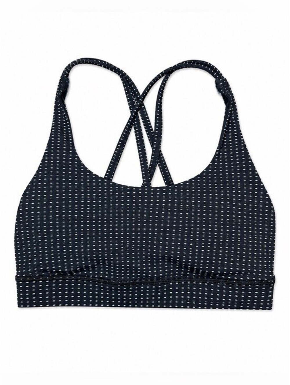 Lululemon Energy Bra Black White Micro Dash Print Strappy Racerback Size 2